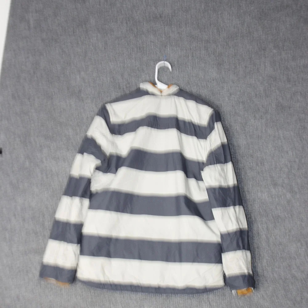 Mini Boden Jacket Boys 13-14Y Blue White Outdoor Coat Striped Puffer